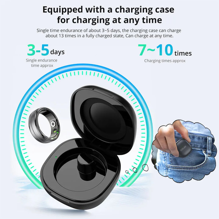 Smart Ring – Elegant Health Tracker with Charging Case, Waterproof & Sport-Ready